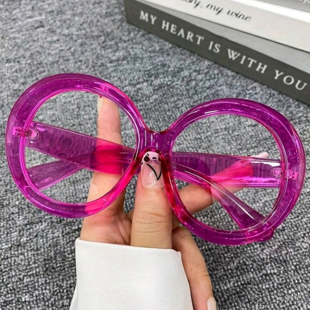 NEW Pink Oversize Round Fashion Glasses